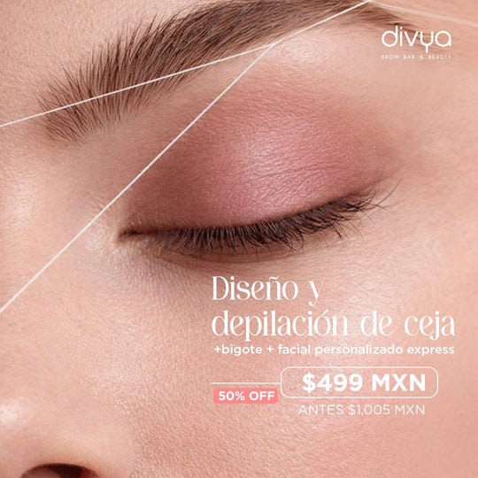 Diseño + Depilación de Ceja + Depilación de Bigote + Facial ExprésPersonalizado (sin aparatología)